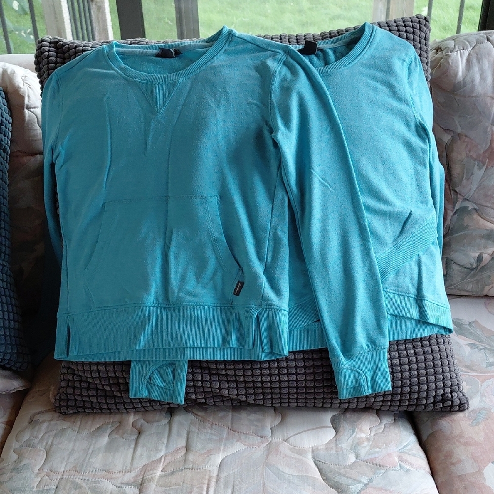 Eddie Bauer, 2 Long-sleeve Turquoise Kids Shirts, Size 7-8